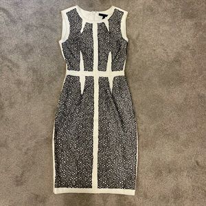 Cream dress with black lace overlay